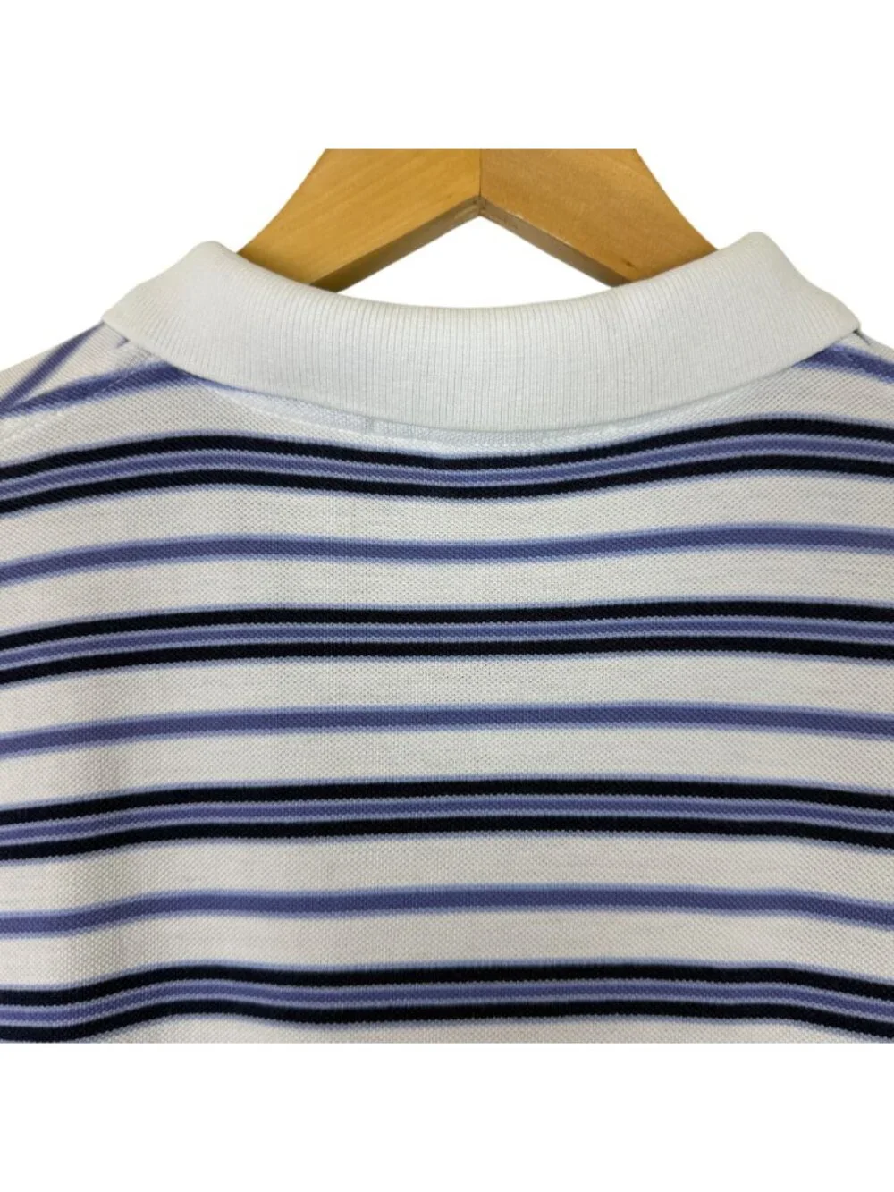 Polo Golf Ralph Lauren Polo Shirt Men L Blue White Striped ¼ Button Pima Cotton